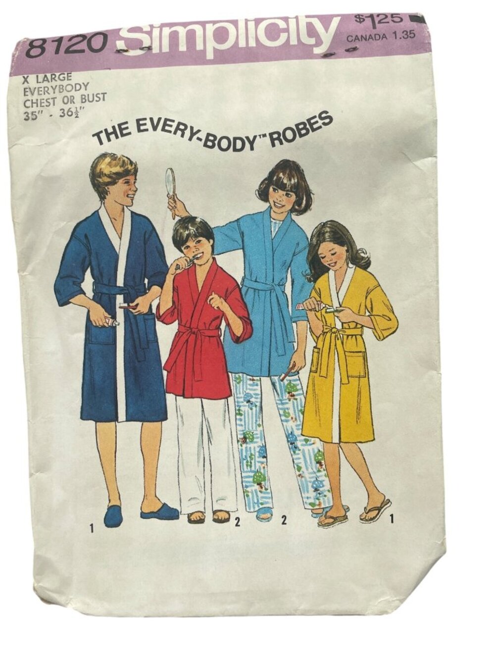 Vintage 70s Simplicity 8120 Sewing Pattern XL Kimono Robe Dressmaking UNCUT
